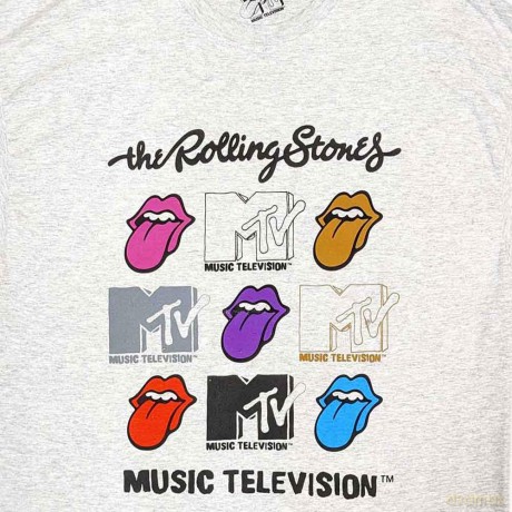 Mtv: MTV Unisex T-Shirt: Rolling Stones Logo Grids (Grey) (Small)