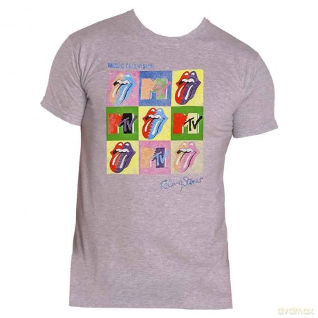 Mtv: MTV Unisex T-Shirt: Rolling Stones Warhol Squares (Grey) (Medium)