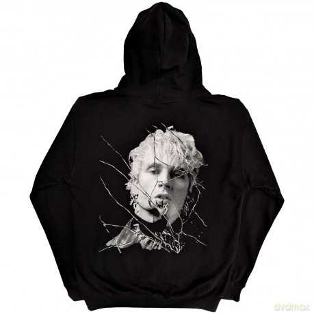Machine Gun Kelly: Unisex Pullover Hoodie: Cracked Glass (Black) (Back Print) (Medium)