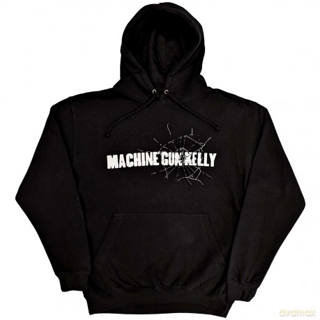 Machine Gun Kelly: Unisex Pullover Hoodie: Cracked Glass (Black) (Back Print) (Small)