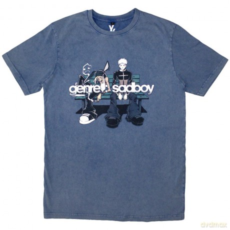 Machine Gun Kelly: Unisex Stone Wash T-Shirt: Bench (Denim Blue) (Small)