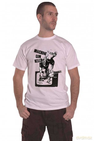 Machine Gun Kelly: Unisex T-Shirt: TV Warp (White) (Small)