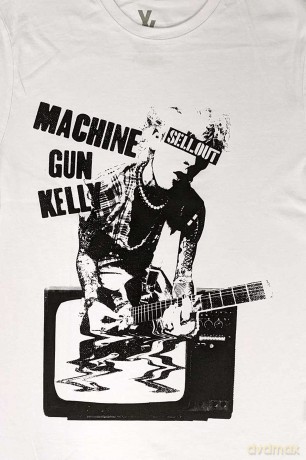 Machine Gun Kelly: Unisex T-Shirt: TV Warp (White) (X-Large)