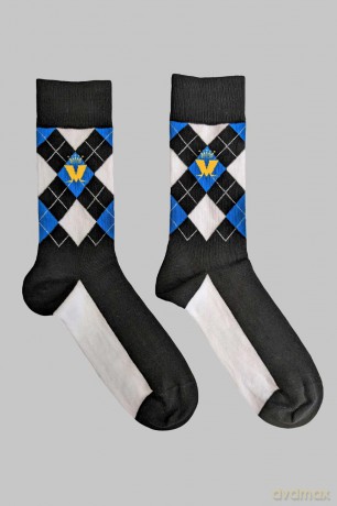 Madness: Unisex Ankle Socks: Crown & M Blue Diamond (Black) (UK Size 7 - 11)