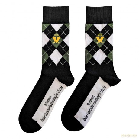 Madness: Unisex Ankle Socks: Crown & M Green Diamond (Black) (UK Size 7 - 11)