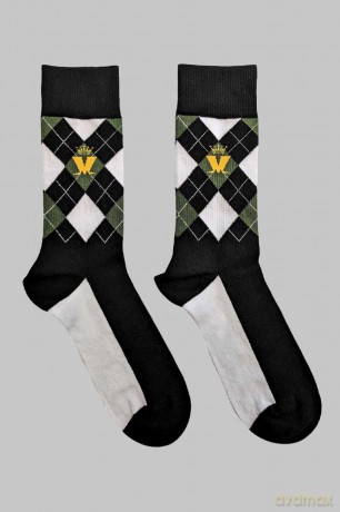 Madness: Unisex Ankle Socks: Crown & M Green Diamond (Black) (UK Size 7 - 11)