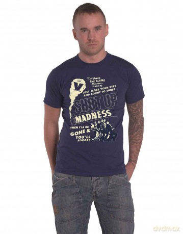 Madness: Unisex T-Shirt: Shut Up (Navy Blue) (Large)