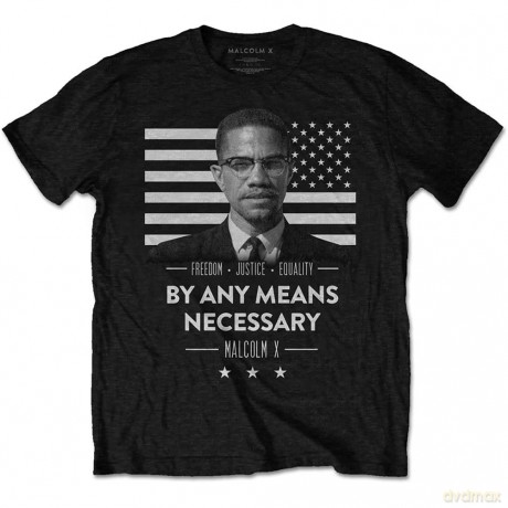 Malcolm X: Men's Tee: By Any Means Necessary (Medium)
