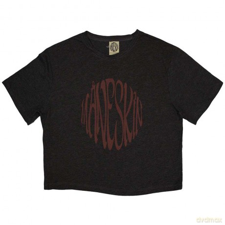 Maneskin: Ladies Crop Top: Warped Logo (Charcoal Grey) (Ex-Tour) (XX-Large)
