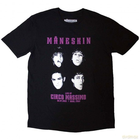 Maneskin: Unisex T-Shirt: Live At Circo Massimo 2022 Faces (Black) (Ex-Tour) (Small)