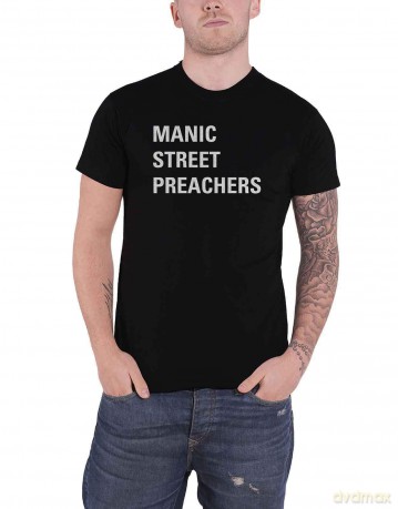 Manic Street Preachers: Unisex T-Shirt: Block Logo (Black) (Back Print) (Small)