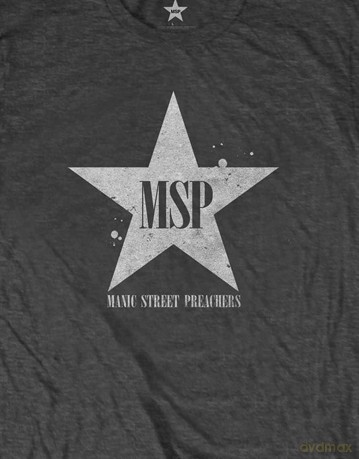 Manic Street Preachers: Unisex T-Shirt: Classic Distressed Star (Charcoal Grey) (Large)