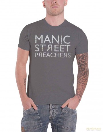 Manic Street Preachers: Unisex T-Shirt: Reversed Logo (Charcoal Grey) (Small)