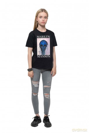 Marilyn Manson: Kids T-Shirt: Halloween Painted Hollywood (Black) (5-6 Years)