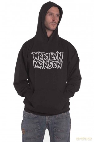 Marilyn Manson: Unisex Pullover Hoodie: Classic Logo (Black) (Large)