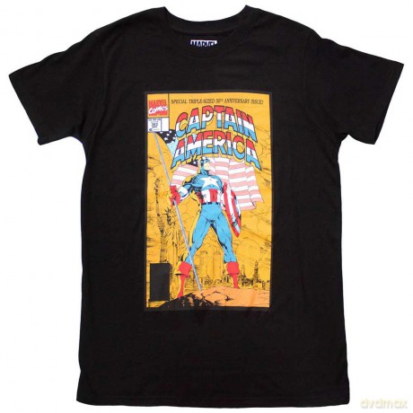 Marvel Comics: Unisex T-Shirt: Captain America 50th Comic Cover (Black) (Large)