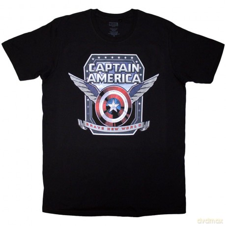 Marvel Comics: Unisex T-Shirt: Captain America Brave New World Shield (Black) (Large)