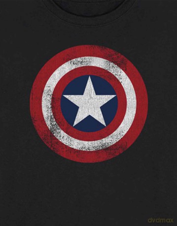 Marvel Comics: Unisex T-Shirt: Captain America Distressed Shield (Black) (Small)