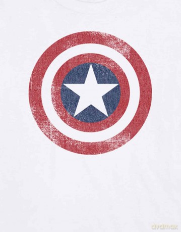 Marvel Comics: Unisex T-Shirt: Captain America Distressed Shield (White) (Medium)
