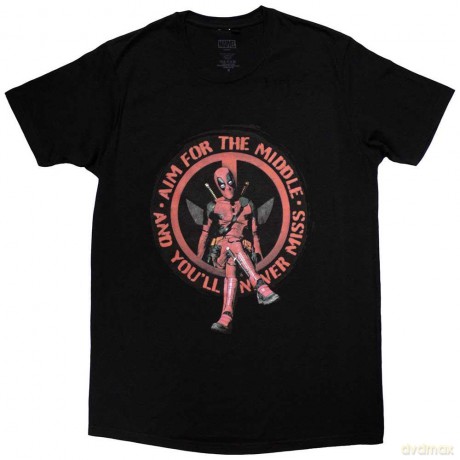 Marvel Comics: Unisex T-Shirt: Deadpool Aim Middle (Black) (Medium)