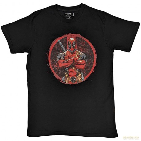 Marvel Comics: Unisex T-Shirt: Deadpool Arms Crossed (Black) (Medium)
