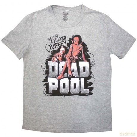 Marvel Comics: Unisex T-Shirt: Deadpool Plucked Turkey (Grey) (Large)
