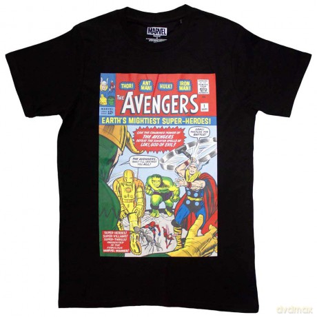 Marvel Comics: Unisex T-Shirt: Earth's Mightiest... Comic Cover (Black) (Medium)