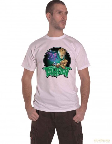 Marvel Comics: Unisex T-Shirt: I am Groot - Groot Gaming (White) (X-Large)