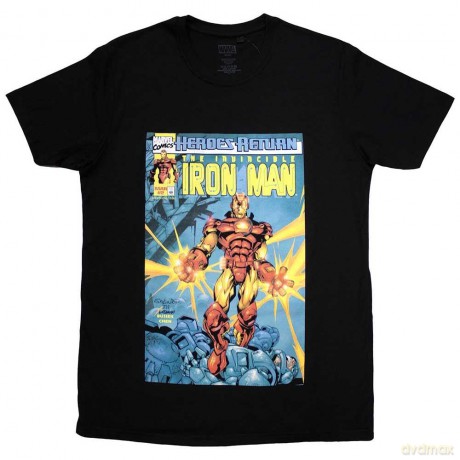 Marvel Comics: Unisex T-Shirt: Invincible Iron Man Comic Cover (Black) (Medium)