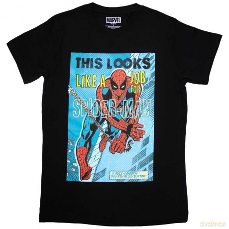 Marvel Comics: Unisex T-Shirt: Looks Like A Job For Spiderman (Black) (Large)
