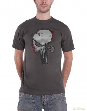 Marvel Comics: Unisex T-Shirt: Punisher Metallic Skull (Charcoal Grey) (X-Large)