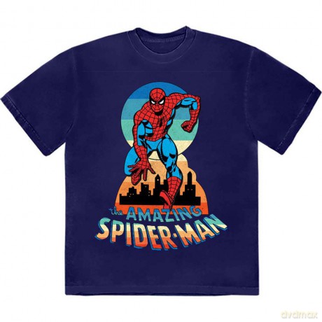 Marvel Comics: Unisex T-Shirt: Spider-Man Keyhole (Navy Blue) (Medium)