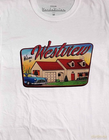 Marvel Comics: Unisex T-Shirt: WandaVision Westview (White) (Small)