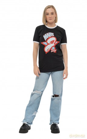 Mary J Blige: Unisex Ringer T-Shirt: Americana (Black & White) (Large)