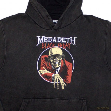 Megadeth: Unisex Stone Wash Pullover Hoodie: Black Friday (Charcoal Grey) (Back Print) (Medium)