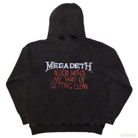 Megadeth: Unisex Stone Wash Pullover Hoodie: Black Friday (Charcoal Grey) (Back Print) (X-Large)