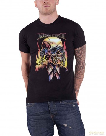 Megadeth: Unisex T-Shirt: Flaming Vic (Black) (Large)