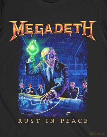 Megadeth: Unisex T-Shirt: Rust In Peace Track list (Black) (Back Print) (Large)