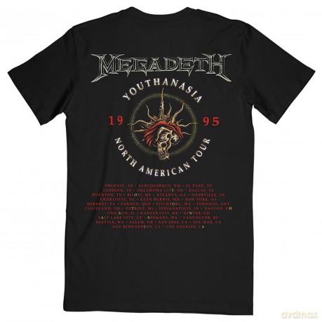 Megadeth: Unisex T-Shirt: Youthanasia 1995 North American Tour (Black) (Back Print) (Large)