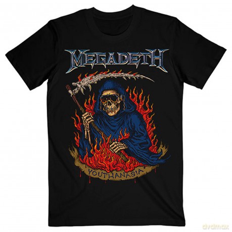 Megadeth: Unisex T-Shirt: Youthanasia Flames (Black) (Large)