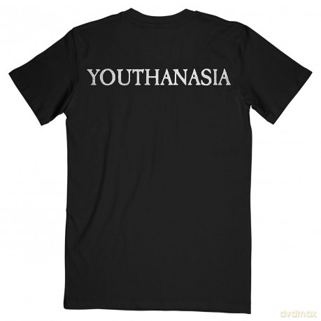 Megadeth: Unisex T-Shirt: Youthanasia Ripped Thru (Black) (Back Print) (Medium)