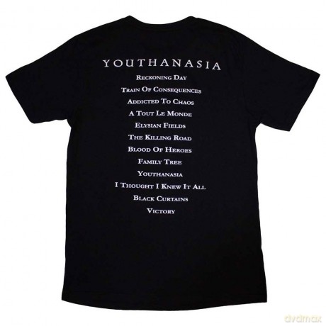 Megadeth: Unisex T-Shirt: Youthanasia Tracklist (Black) (Back Print) (X-Large)