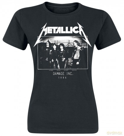 Metallica: Ladies T-Shirt: Masters of Puppets Photo Damage Inc Tour (Black) (Medium)