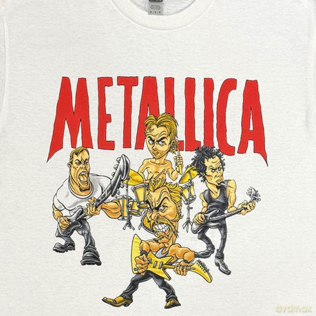 Metallica: Uni T-Shirt: Load Chavez Cartoon (White) (XX-Large)