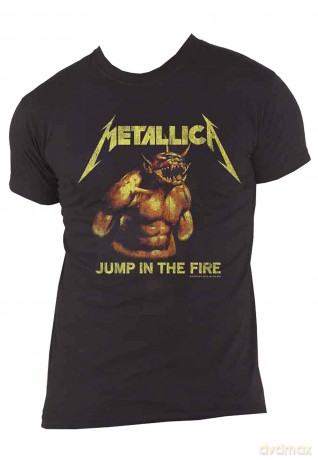 Metallica: Unisex T-Shirt: Jump In The Fire Vintage (Black) (Medium)