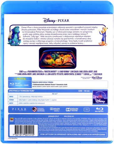 Uniwersytet potworny (Disney Pixar) [Blu-Ray]