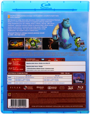 Uniwersytet potworny (Disney Pixar) [Blu-Ray 3D]+[Blu-Ray]