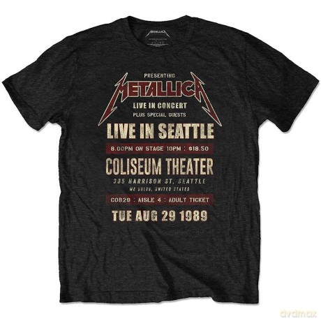 Metallica: Unisex T-Shirt: Seattle '89 (Black) (X-Large)