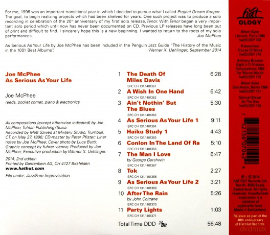 Joe McPhee: As Serious As Your Life [CD]