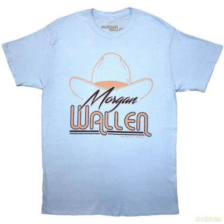 Morgan Wallen: Unisex T-Shirt: Cowboy Hat (Light Blue) (Small)
